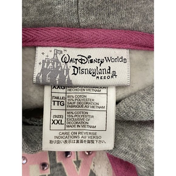 Authentic Walt Disney World Sweatshirt Womens Hoodie Pink Gray Size XXL - Picture 6 of 9